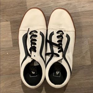 White and black gum sole vans